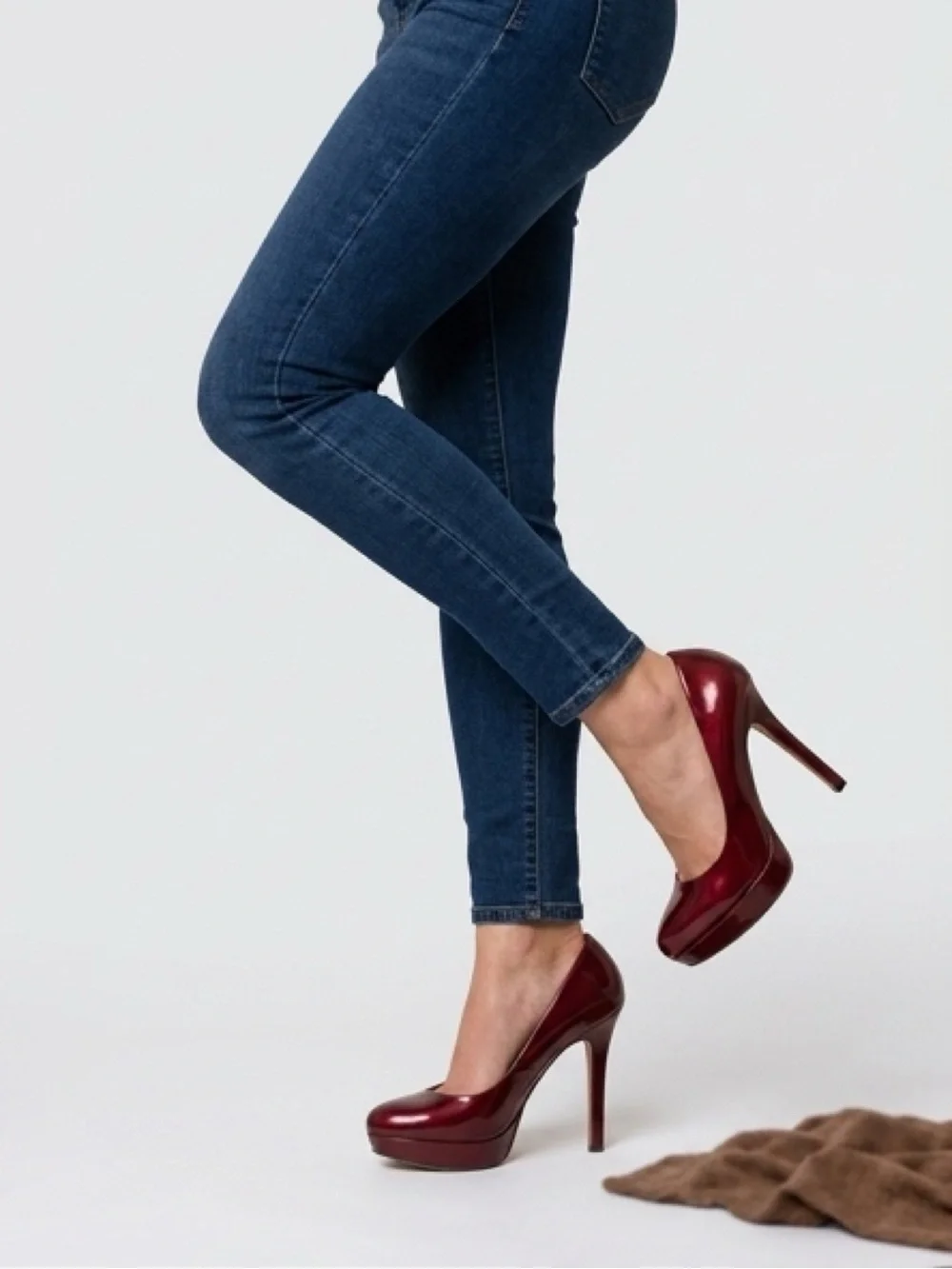 Joan & David Burgundy Patent Platform Pumps